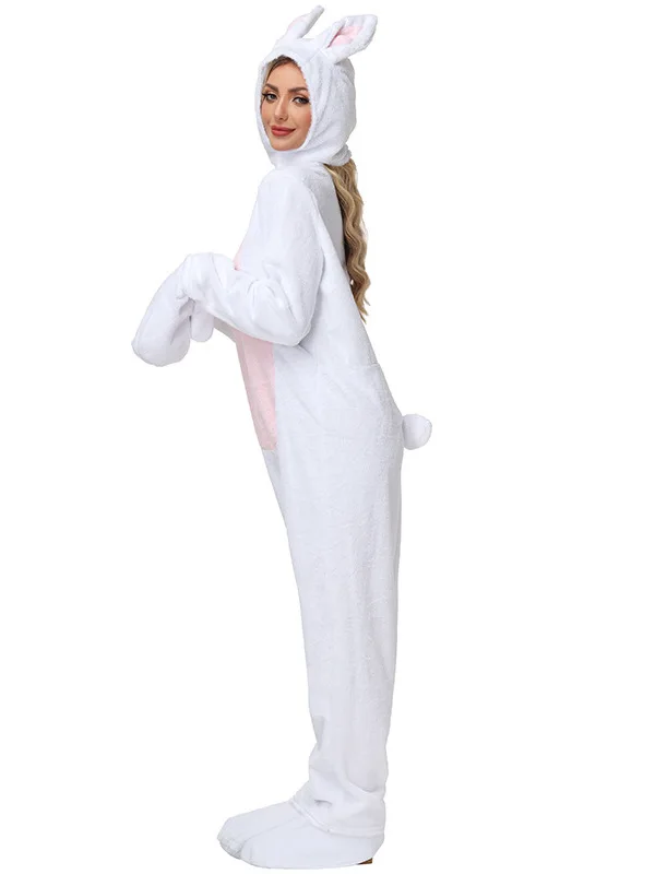 زي أداء نيسيي على شكل أرنب أبيض للهالوين ملابس لمرحلة لعب الحيوانات للبالغين من ألياف البوليستر 00% تقليدية... #5