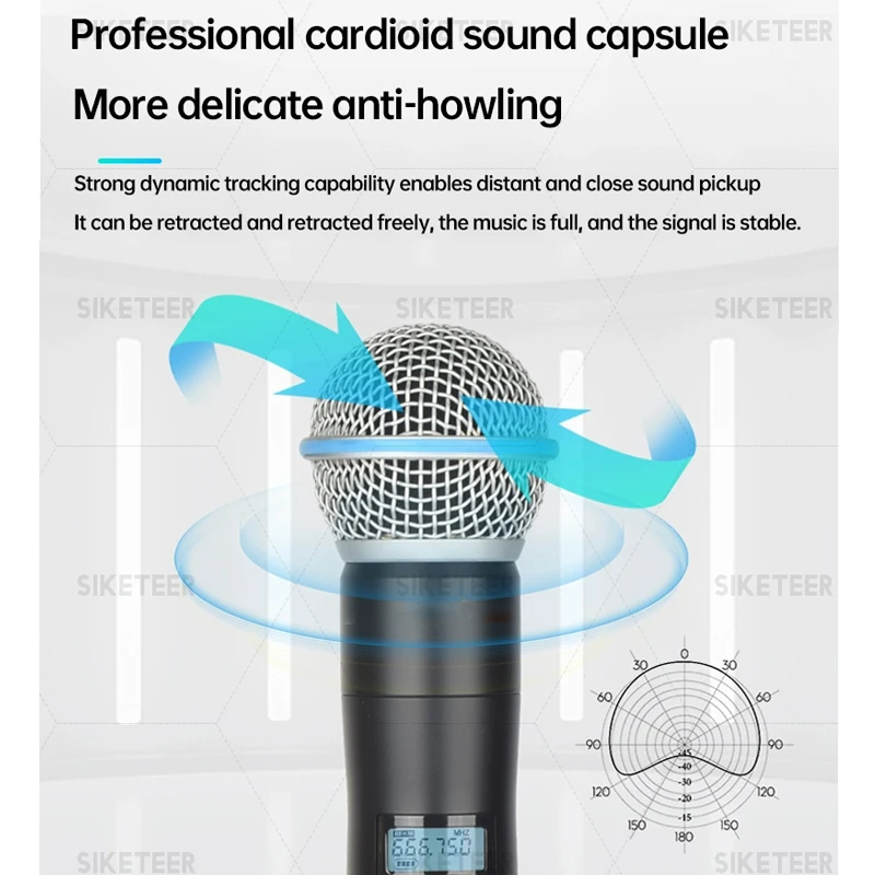 Microfono wireless UHF, microfono lavalier portatile, adatto per spettacoli teatrali, spettacoli teatrali, microfono