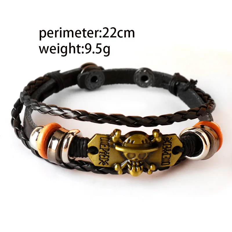 Pirate King Straw Hat Road Flying Skull Skin Bracelet Vintage Weaving Leather Bracelet