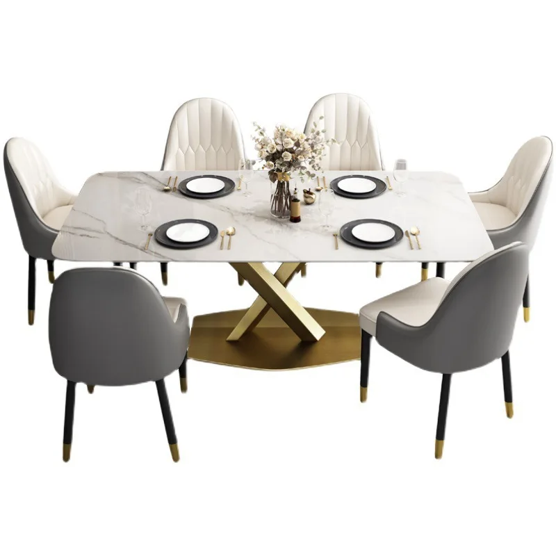 

Slate dining table and chair combination marble dining table light luxury style modern simple high-end home use