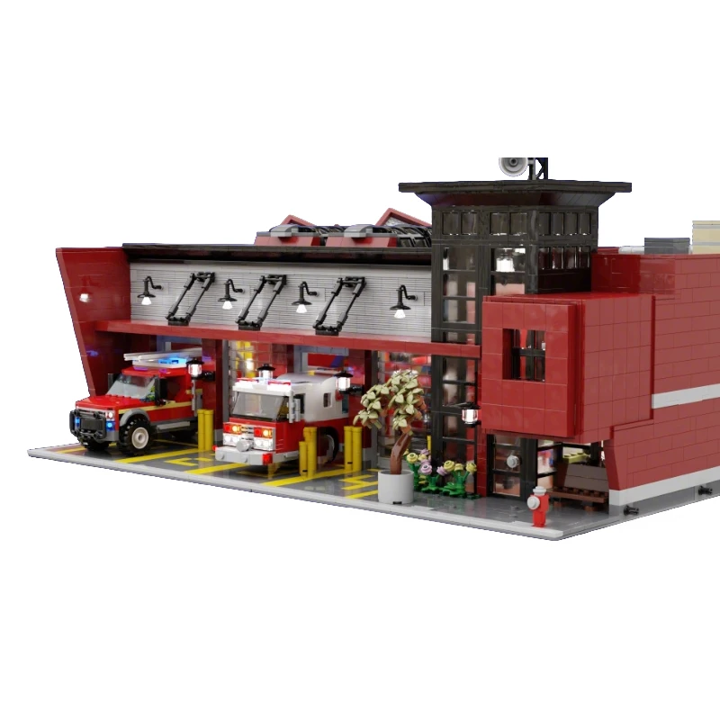 5176 PCS 맞춤형 소방서 MOC 맞춤형 모듈식 빌딩 블록 어린이 창의 디자인 모델 디자인 DIY 소년 조립 장난감 선물