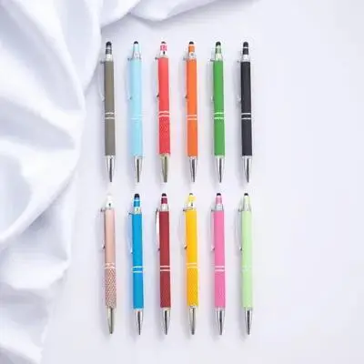 

12Pcs Retractable Metal Ballpoint Pens Dual Function Stylus Smooth Ink Office School Note Cool Pens for Teens Left Handed Pen