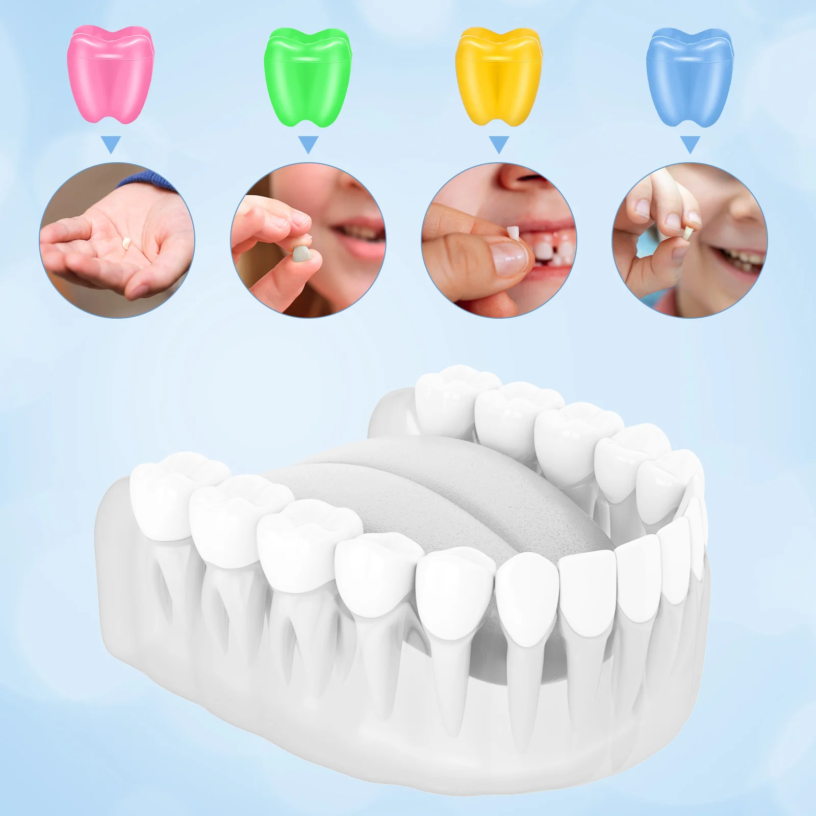 

5pcs Milk Tooth Saver Box Baby Keepsake Container For Toddler Necklace Teeth Shape Design Safe Smooth Surface Baby Tooth Holder