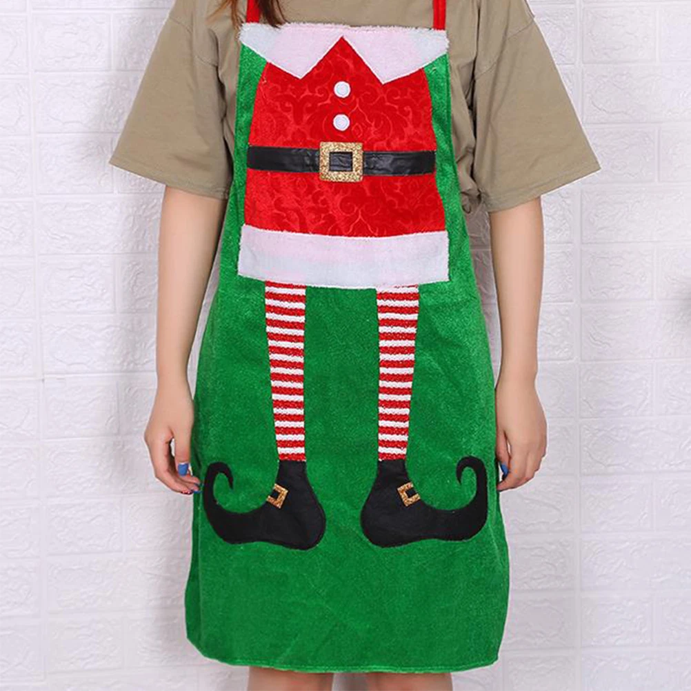 

Christmas Apron Sleeveless Green Housework Cooking Lovers Serving Adults Adjustable Ties Waists Neck Straps Fit Most Sizes Long