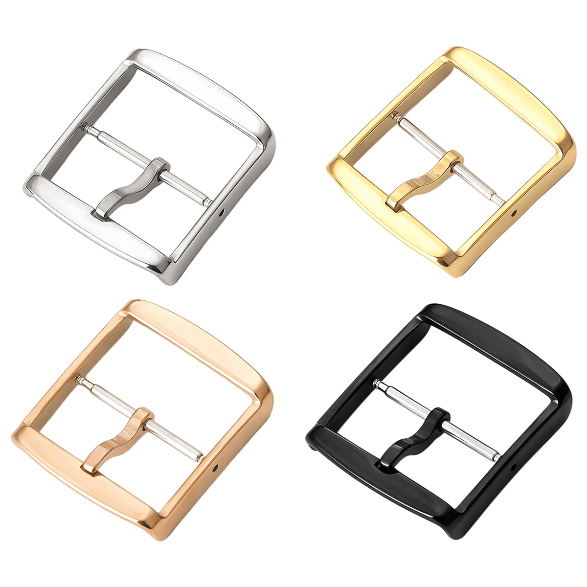 Edelstahl-Uhrenarmband-Verschluss Lederband-Schnalle 14/16/18/20/22/24mm Polierte Quadratische Verschlüsse Uhren-Zubehör