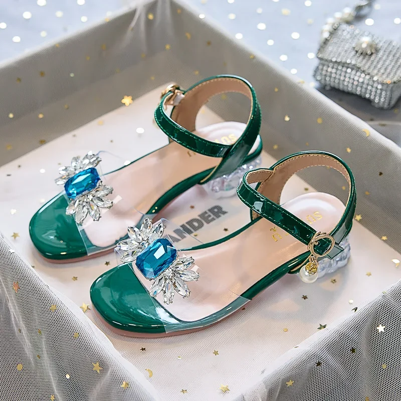 

Children's Sandals 2025 Summer New Girls' Crystal Princess Shoes Soft Soled Children's Casual High Heels
