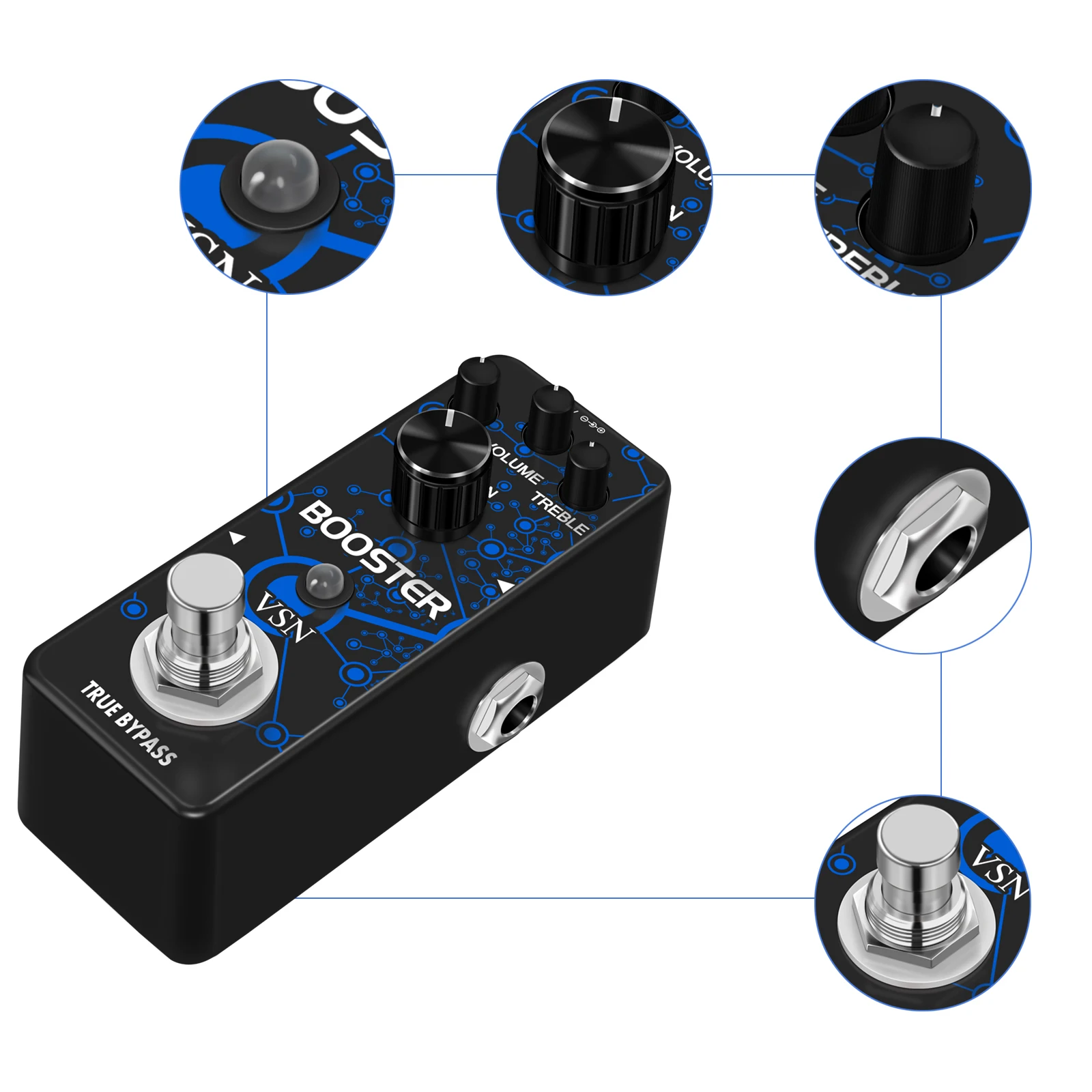 VSN Booster Guitar Effect Pedal,True Gain Booster,Micro Clean Boost Pedal for Electric Guitar Pure Clean Mini Booster Pedals