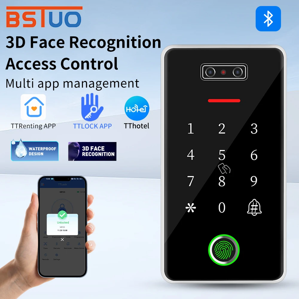 M1 TTlock App Control RFID IC Card Reader Code Door Keypad Electronic Hotel Smart Facial Door Lock System with TTHotel TTRenting