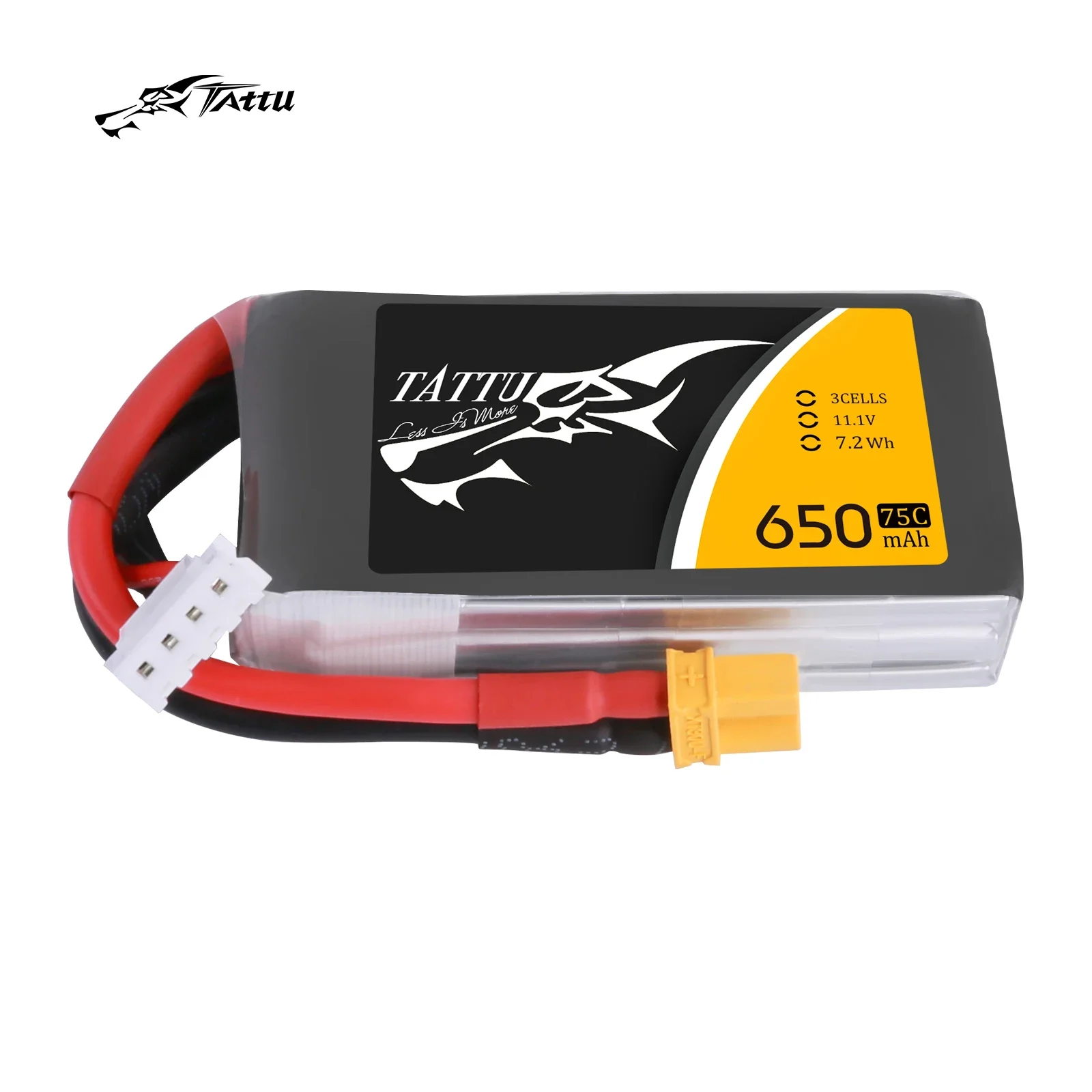 Tattu Lipo 650mAh Lipo 3S 75C Battery Pack 11.1V XT30 Plug Polymer Battery for Drone Helicopter FPV Quadcopter