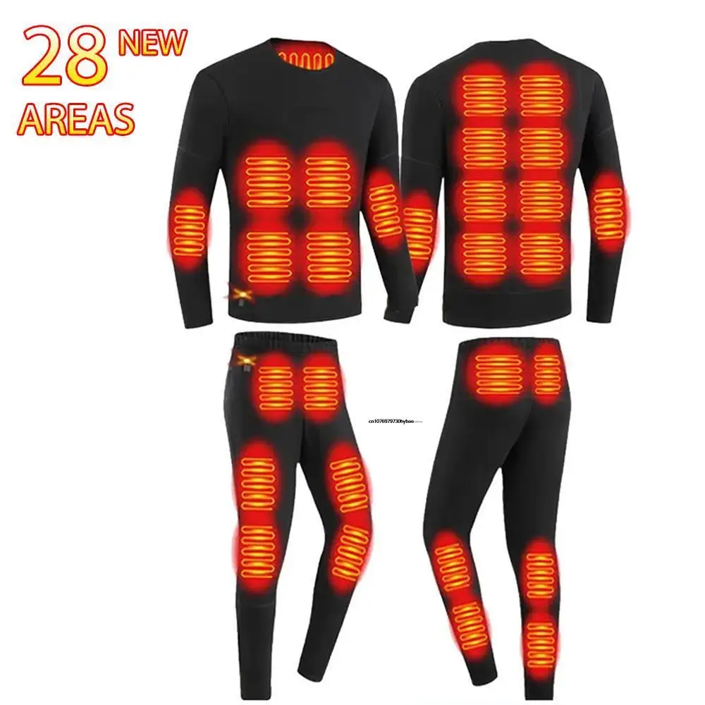 

Outdoors Winter Heated Jacket Men Heating Vest Women Heated Thermal Underwear Ski Suit USB Electric Heating Clothing Long Johns