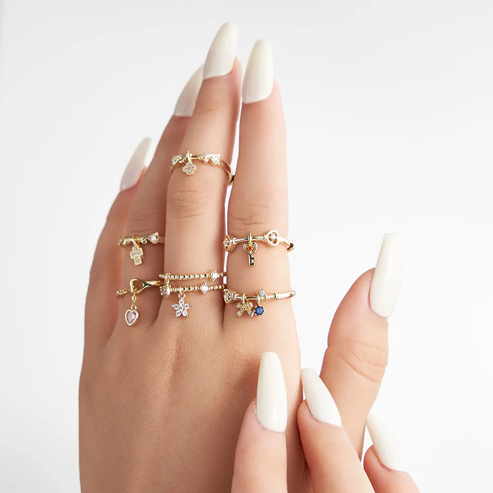 

Женское штабелируемое открывающееся кольцо из серебра 925 пробы с блестящим цирконом, необычное регулируемое кольцо, позолоченное рождественское подарочное ювелирное изделие