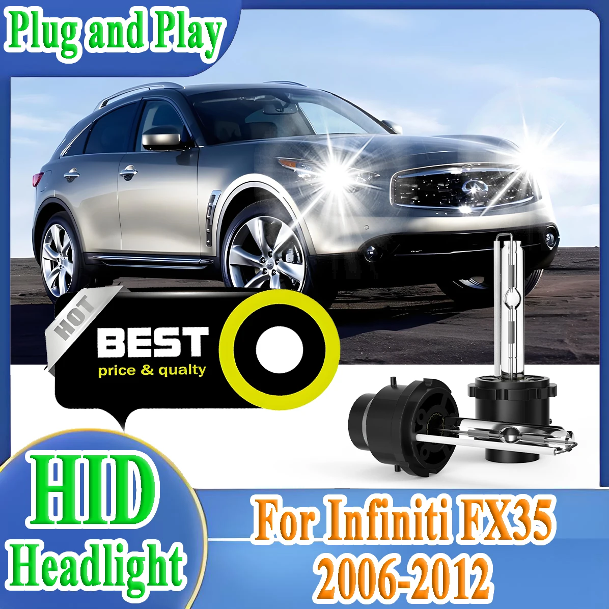 

2 шт. D2S 35 Вт 6000 К белая оригинальная ксеноновая HID фара ближнего света супер яркая для Infiniti FX35 2006-2011 2012 автомобильная фара