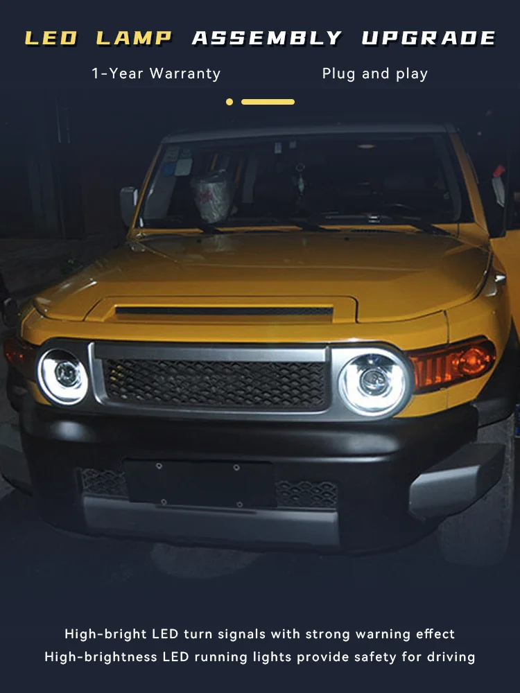 2 قطعة أضواء السيارات ل 2007-2020 تويوتا FJ كروزر الجبهة مصباح U DRL العلوي بدوره إشارة جهاز عرض LED عدسة اكسسوارات السيارات #4