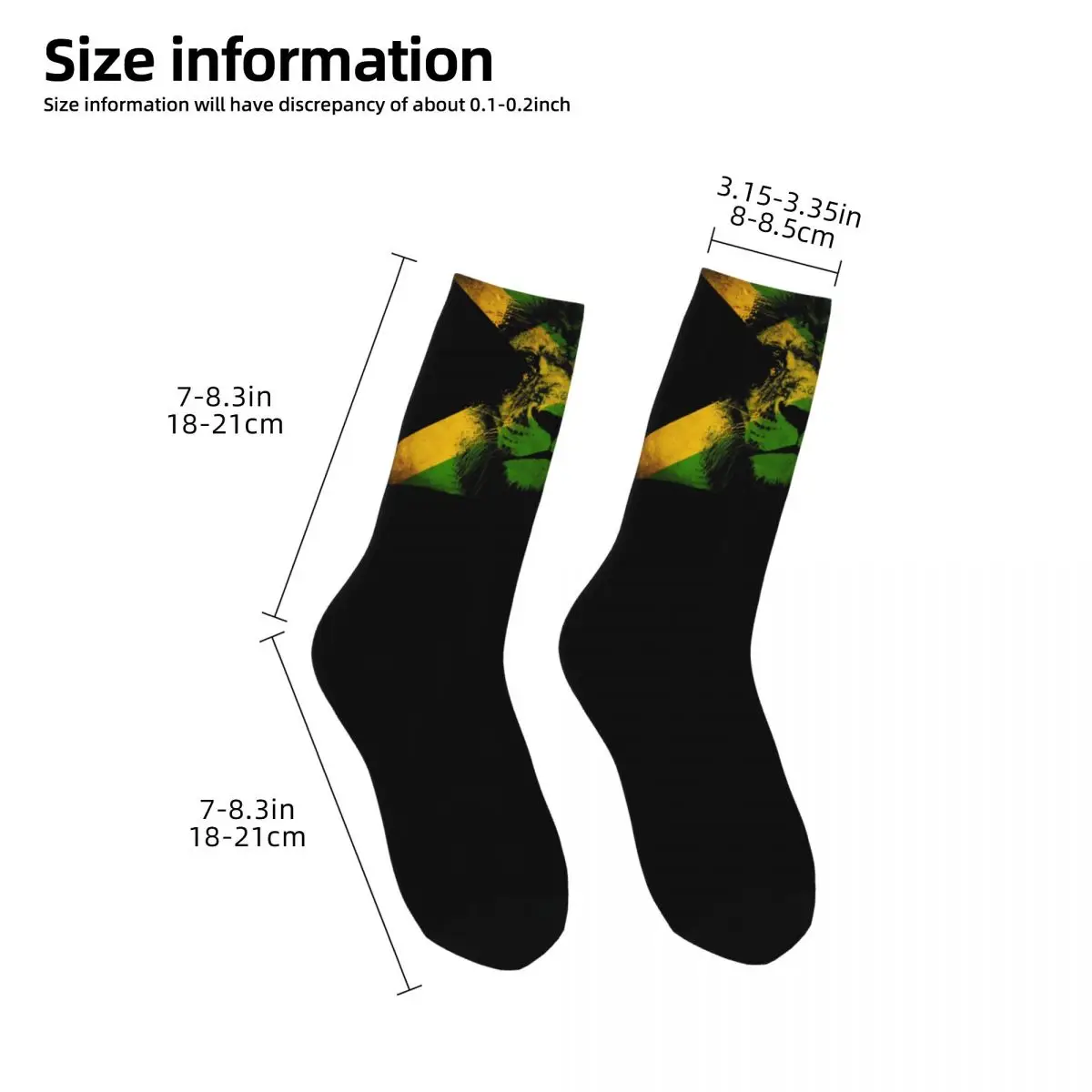 Funny Men's Socks Rasta Flag Lion Retro Rastafari Rasta Street Style Crazy Crew Sock Gift Pattern Printed