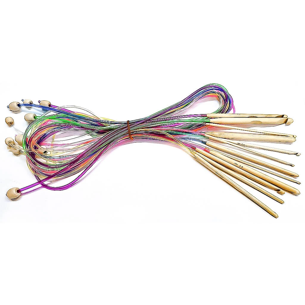 

Carbonized Bamboo Knitting Needles Rug Weave Carpet Flexible Afghan Tunisian Crochet Hook 10mm - 3mm Weaving Needle Knit Set