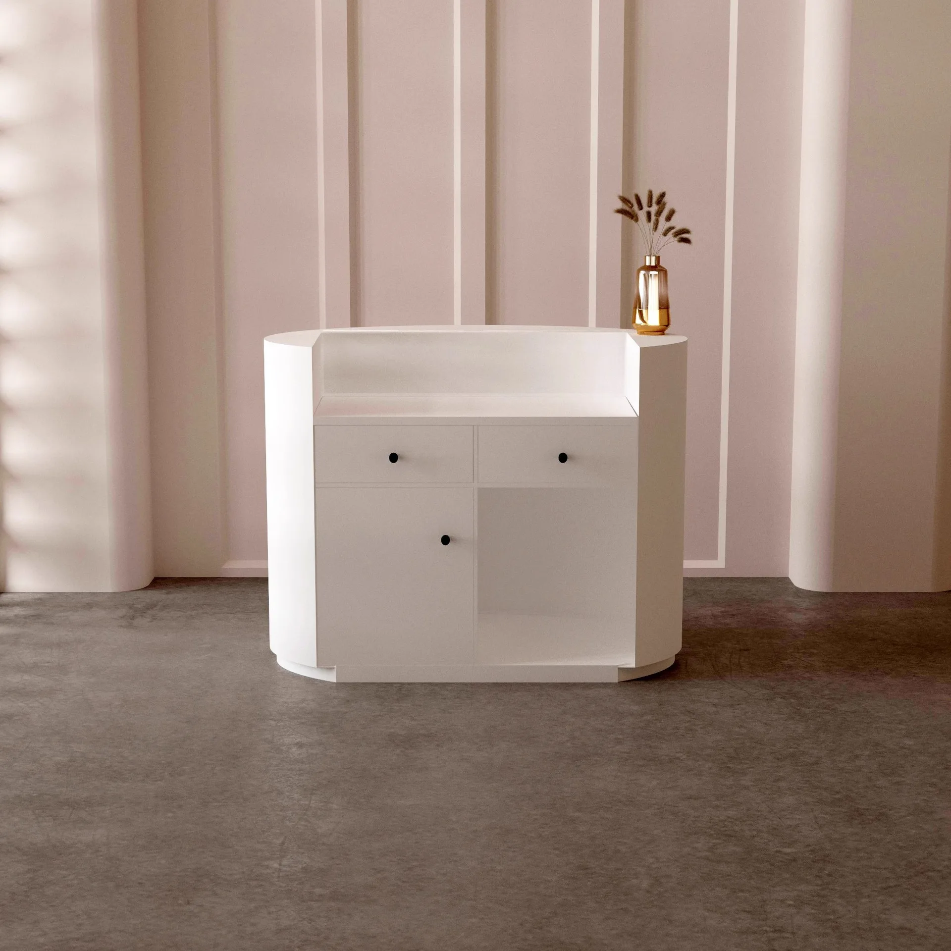 Meja resepsionis perusahaan, meja resepsionis salon kecantikan, konter putih, halaman pembayaran, sederhana, modern, bar melengkung