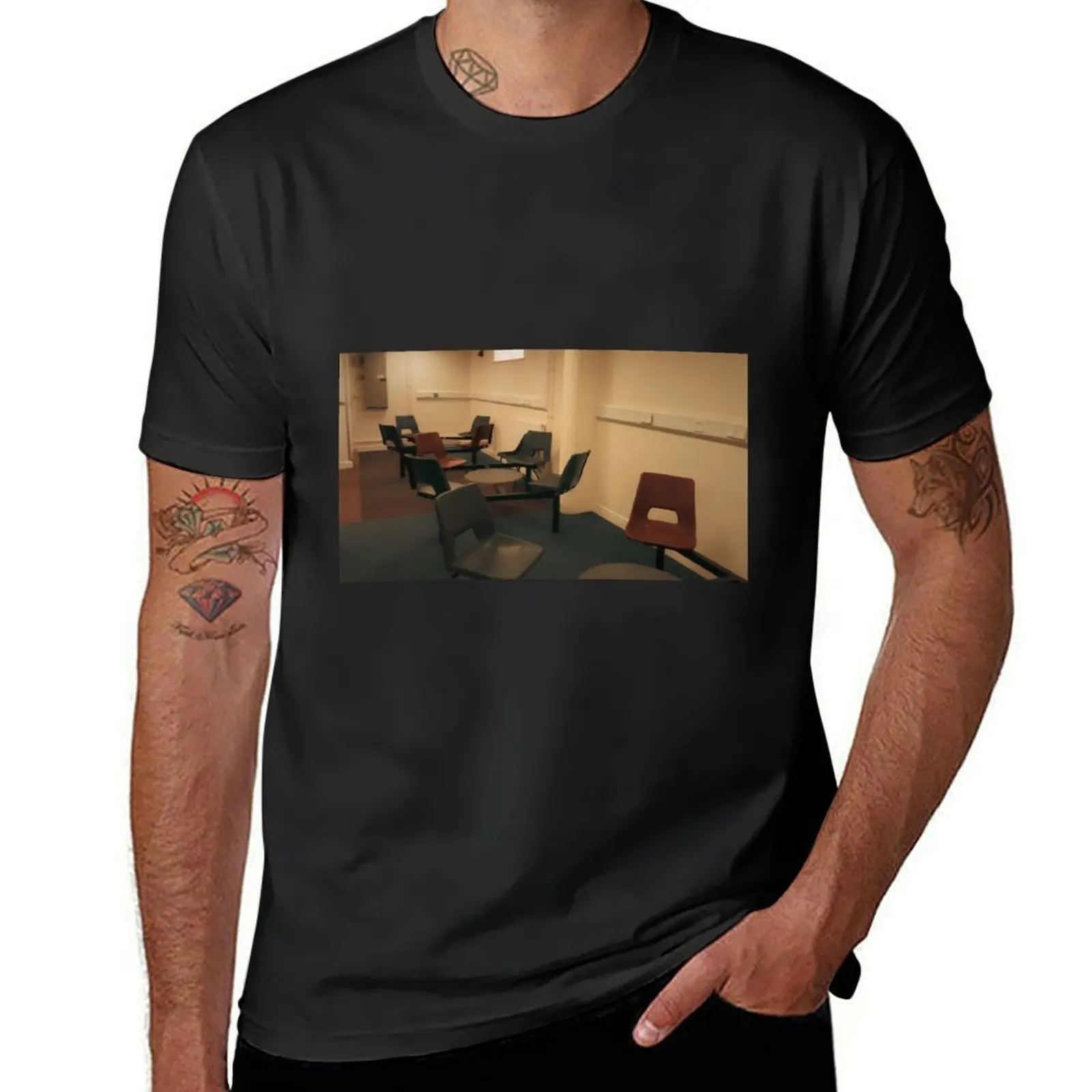 Empty Visiting Room Liminal Space Abandoned Prison T-Shirt quick drying oversizeds t shirt for men