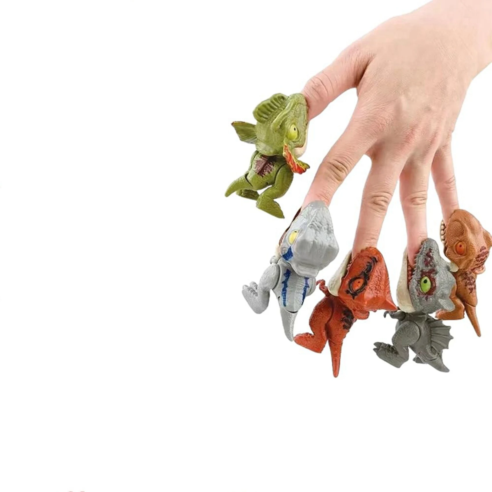 

A71Z 10X Mini Dinosaur Finger Biting Action Dinosaur Figures Sets Finger For Boys Kids Birthday Gift Cake Toppers