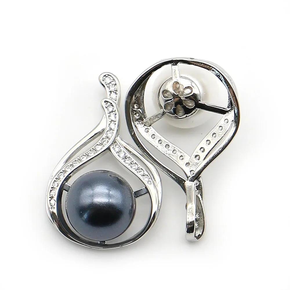 Fashionable Teardrop-Shaped Shell Pearl Pendant Silver-Plated Openwork Jewelry For DIY Women's Necklace Components 17x27mm
