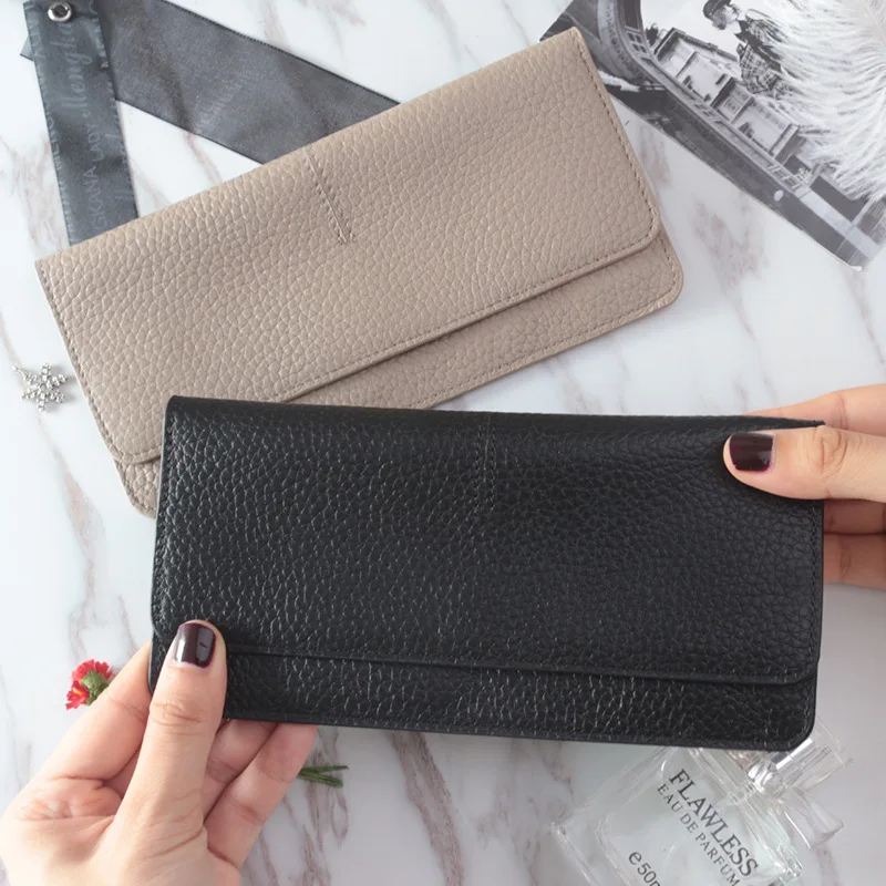 Genuine Leather Women Wallets Zipper Long Multi-card Position Clutch Multi-function Coin Purse Card Holder Multiple Colour