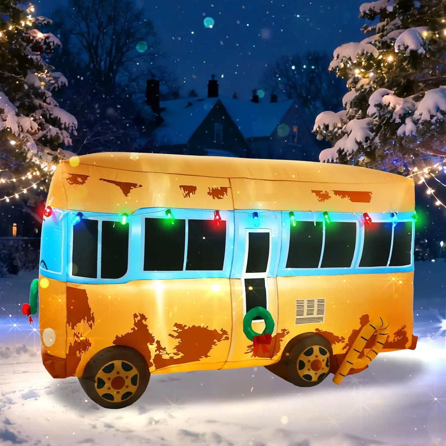 Christmas Outdoor Inflatable Decoration, 7 FT Giant RV Blow-Up Yard Ornament with Built-in LED Lights, Xmas Holiday Décor for Indoor/Outdoor Lawn Garden
