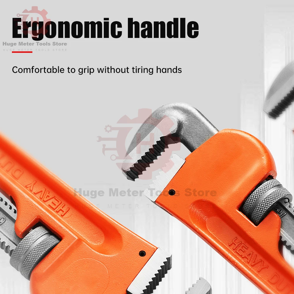 Heavy Duty Straight Pipe Wrench 8/12 Inch  Pipe Wrench Universal Large Opening Adjustable Pipe Clamp Pliers Plumber Spanner Tool