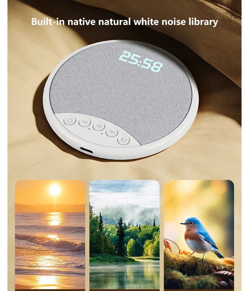 Lenovo Kissen-Lautsprecher HiFi Schlaf-Soundmaschine Weißes Rauschen Bluetooth 5.4 Lautsprecher Digitaler Wecker Timer Lange Akkulaufzeit – Detail 3