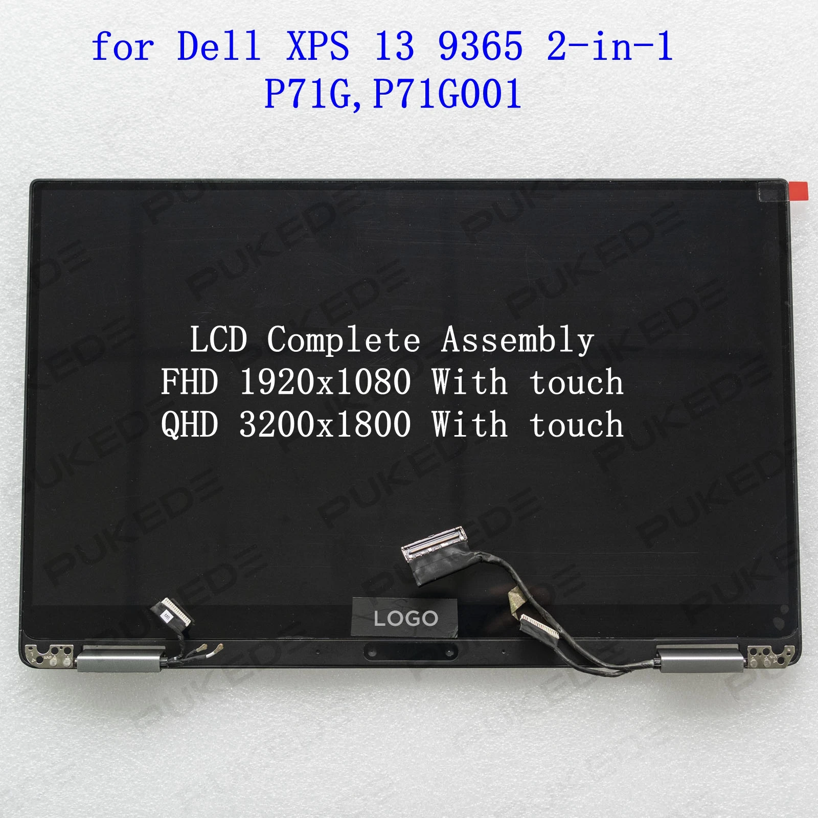 13.3''LCD Touch Digitizer Complete Assembly for Dell XPS 13 9365 2-in-1 P71G P71G001 Display Replacement with Hinges NPF60 7W2X9