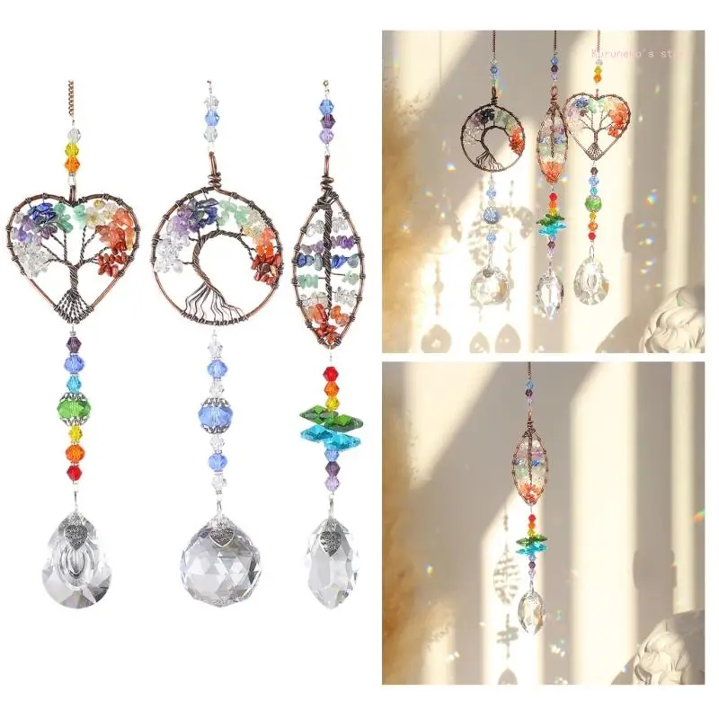 คริสตัลต้นไม้ชีวิต Suncatchers หน้าต่างรถแขวนผนังเครื่องประดับสำหรับ Home Garden
