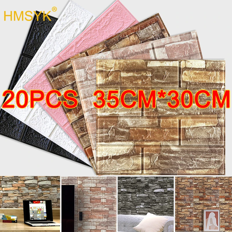 

20pcs 3D Wallpaper Brick Pattern Wall Stickers for Living Room Bedroom TV Wall Vinyl Decor Self Adhesive papel pintado de pared