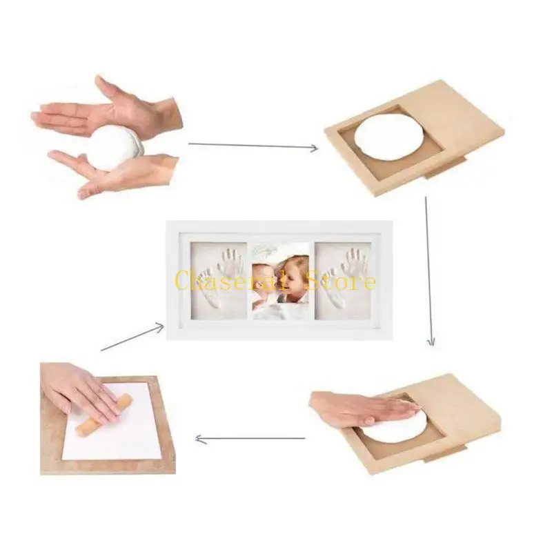 E7CE Creative DIY hand Print Picture Display Frame Wooden Photo Frame