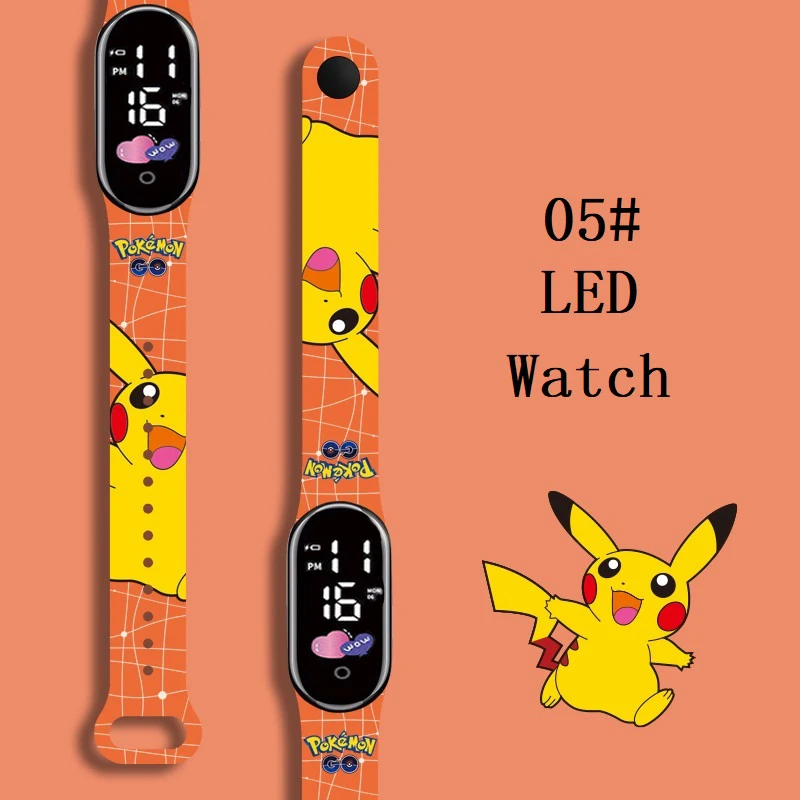 

Pokemon Strap LED Electronic Watch Fashion Colorful Bracelet Touch Waterproof Anime Character Pikachu Kid Digital Watches