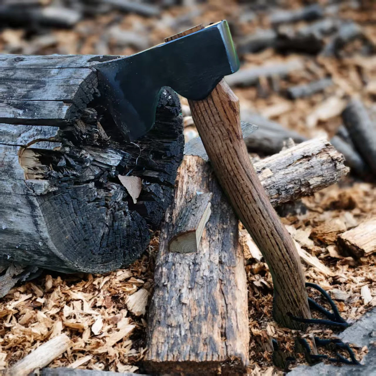 Hand Forged Camping Hatchet - Portable Bushcraft Axe Lightweight Wood Chopping Multitool for Home & Outdoor - view 4