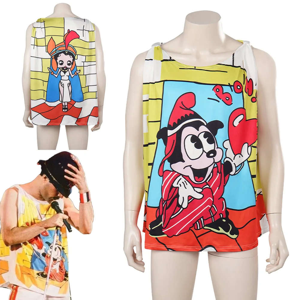 

Freddie Mercury Cosplay Fantasy T Shirt Clothing Band Stage Fantastic Costume Disguise Adult Men Fantasia Party Outfits