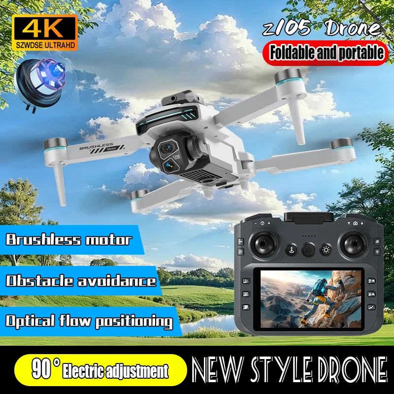2025 New Z105 Drone Professional 4K Camera  WIFI Brushless FPV UAV With Screen Laser obstacle avoidance RC Quadcopter Toys Gifts