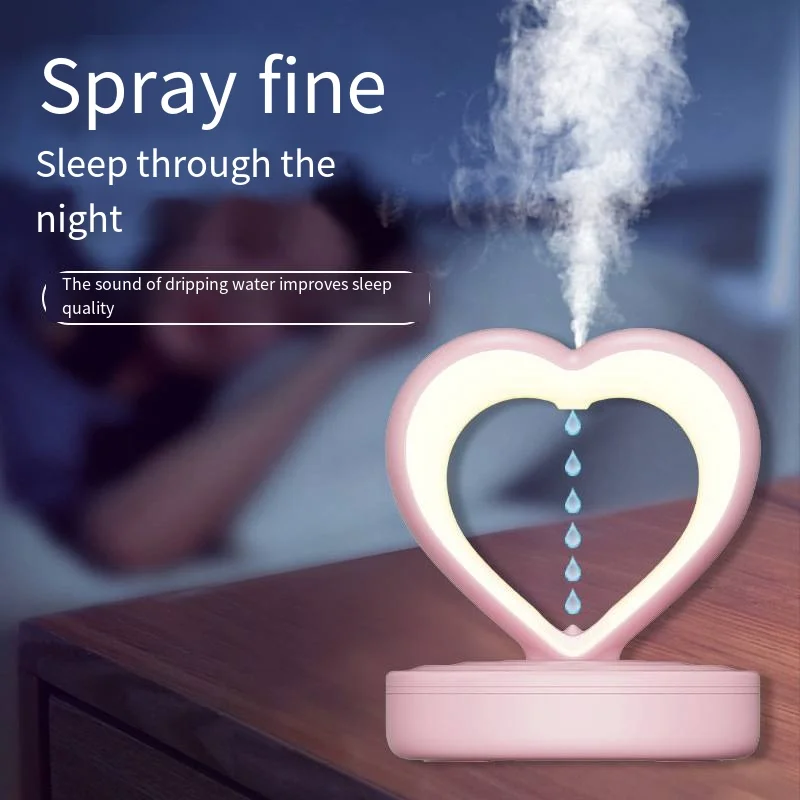 Антигравитационный увлажнитель со светодиодной каплями воды, увлажнитель воздуха, диффузор эфирного масла, ночник и распылитель, увлажнитель-диффузор