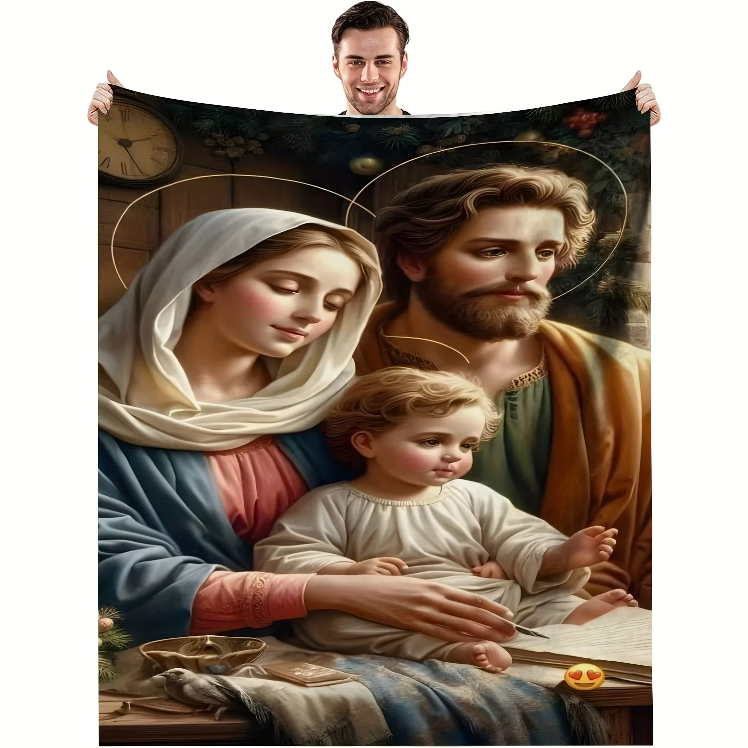 Holy Family Blanket Jesus Mary Joseph Fleece Throw Soft Warm Religious Christian Catholic Art Bedding Sofa Cover Home Decor Gift