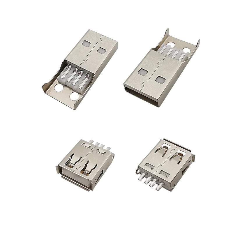 10Pcs USB 2.0 Type A Male Plug/Female Socket 4 Pin Soldering Connector With Black/White Plastic Housing USB DIY Assembly Adapter