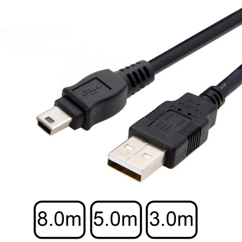 كابل بيانات ذكر 8m 5m 3m Mini 5pin USB 5Pin إلى USB 2.0، يستخدم للقرص الصلب والكاميرا والهاتف MP3 MP4 بأفضل جودة