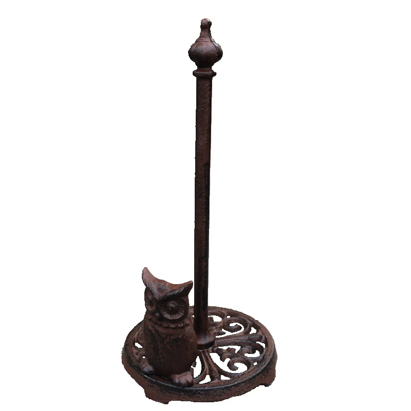 

European-style Seat Type Cast Iron Gardening Groceries Owl Seat Kitchen Tissue Holder Creative Oil-absorbing Tissue Holder