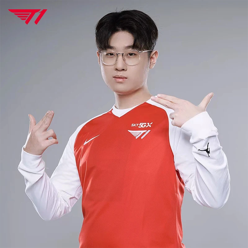 T1 Team Uniform Red and White Classic LCK League of Legends Team Men's Short Sleeved T-shirt Summer Faker Same Outfit