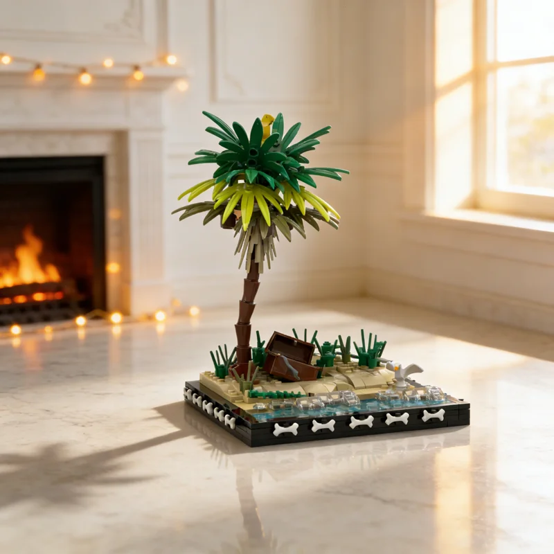 

320pcs MOC Treasure Dig Scene Pirates Palm Tree Model Building Blocks Architecture Festival Gifts Toys Creative Brick