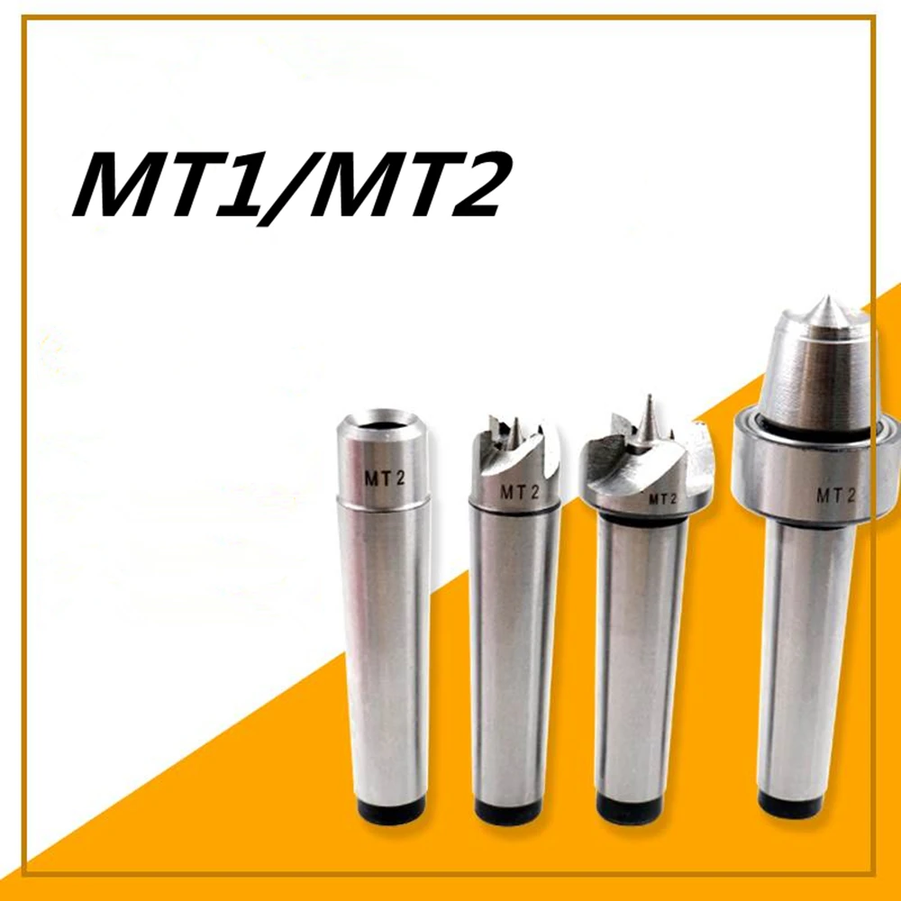 4Pcs MT1/MT2 Wood Lathe Turning Tool Spur Live Center Set Taper Tool For Wood Metalworking Bored Tailstock Lathe Milling Machine