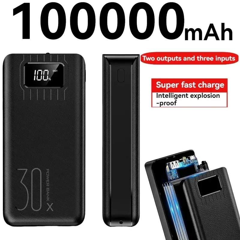 Power Bank 100000mAh Portable Fast Charging PowerBank  4USB PoverBank External Battery Charger For iPhone