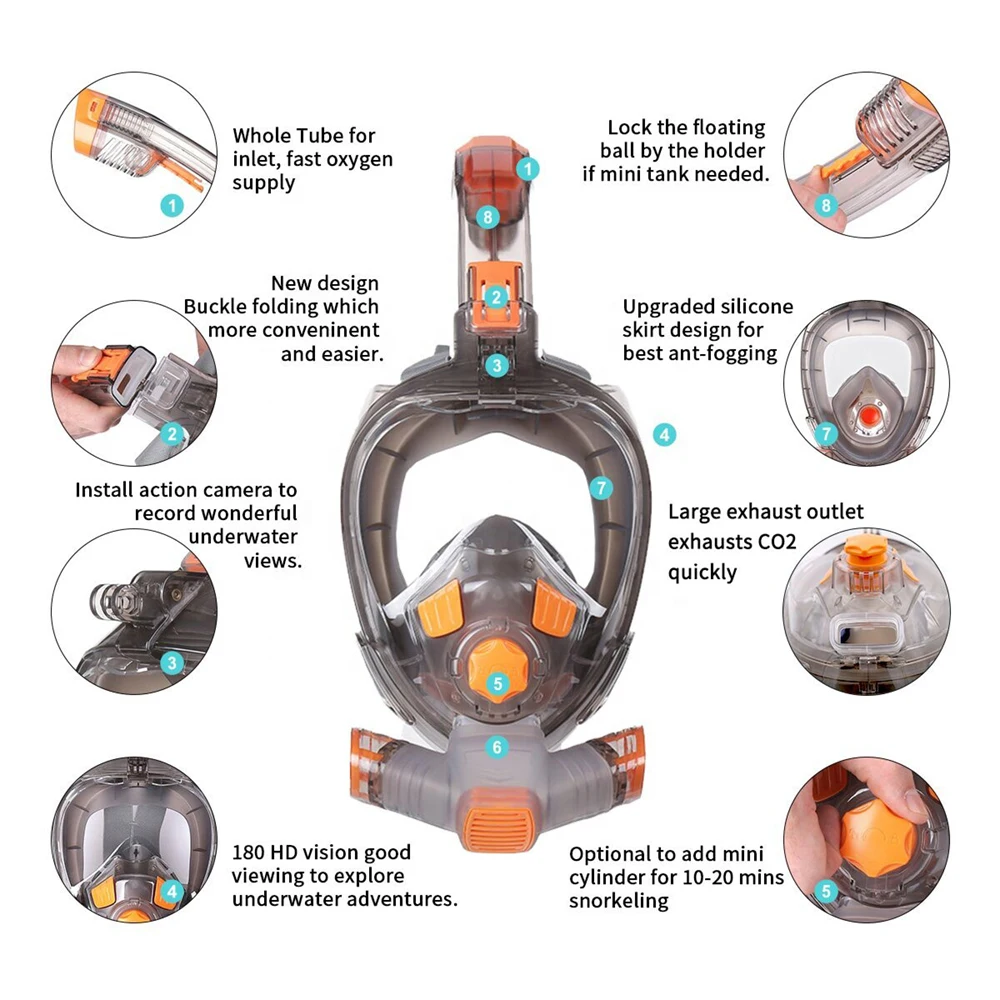 Diving Masks Waterproof and Anti-fog Full-face Snorkeling Mask Diving Equipment