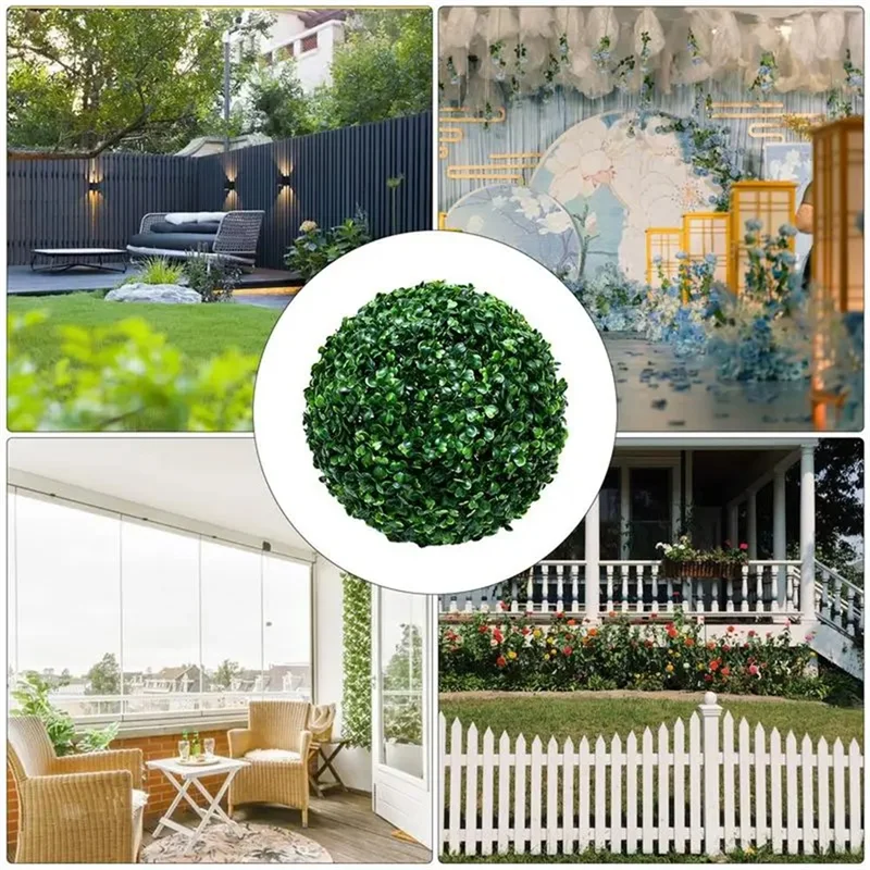 ขาย TOP Greenery Balls Faux Boxwood สีเขียวลูกบอลกลมไม่มีตัดประดิษฐ์ Topiary Balls ตกแต่งตารางสําหรับ Home Outdoor