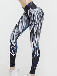 Wing Print Leggings Push Up Gym Vrouwen Workout Jegging Mode Sexy Yoga Broek Sport Fitness Leggins Hoge Taille