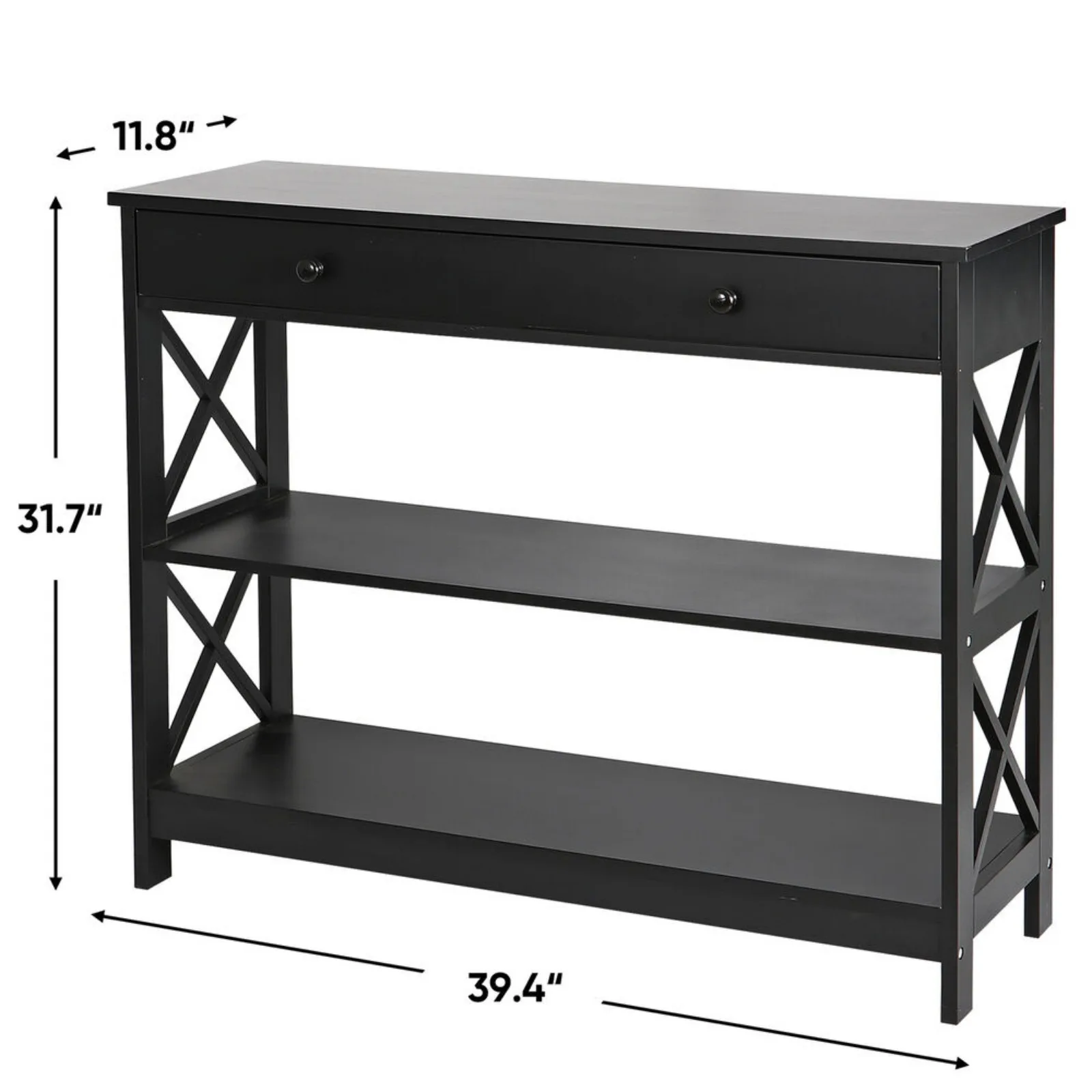 3-Tier Console Table for Hallway Entryway Display Storage with 2 Drawer Shelf United States