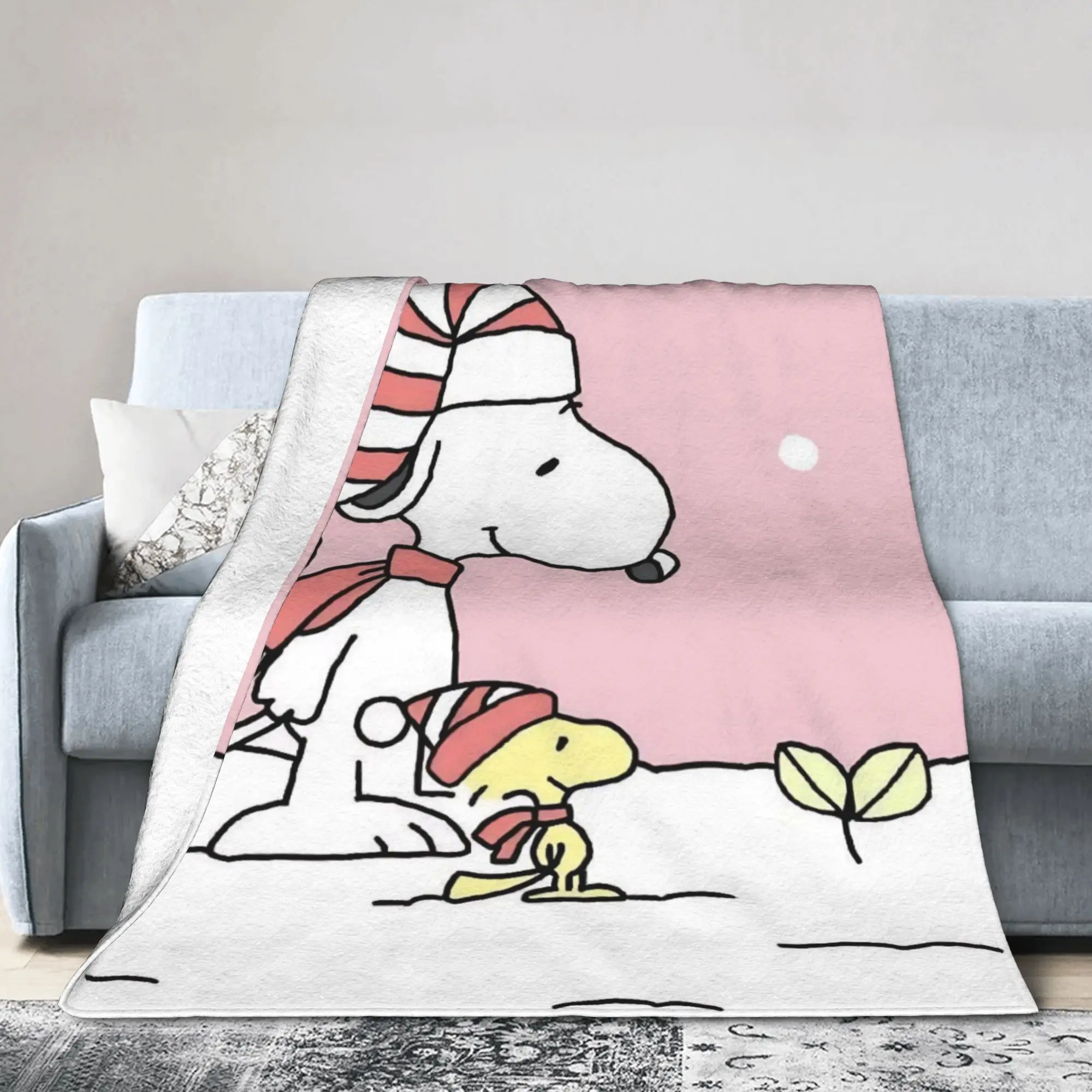 Snow S-Snoopys Xmas Christmas Cartoon Blanket Coral Fleece Plush Multifunction Throw Blankets for Bed Outdoor Plush Thin Quilt