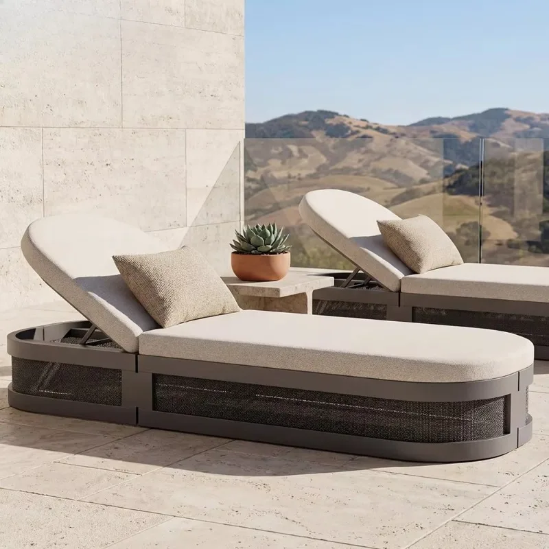 Garden Outdoor Furniture Set Poolside Sunbeds Aluminum Loungers Beach Modern Sunloungers
